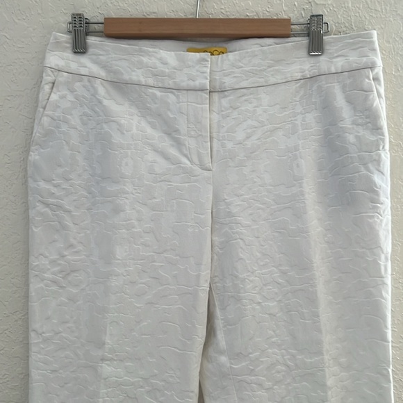 SoCa St. John Bright White Textured Straight
Leg Pants. - Picture 3 of 13